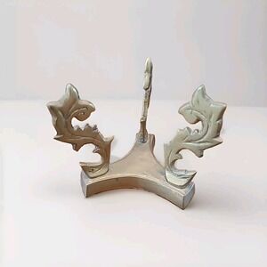 Brass Faberge/Ball Holder‎ Stand Leaf Design 3in Tall
